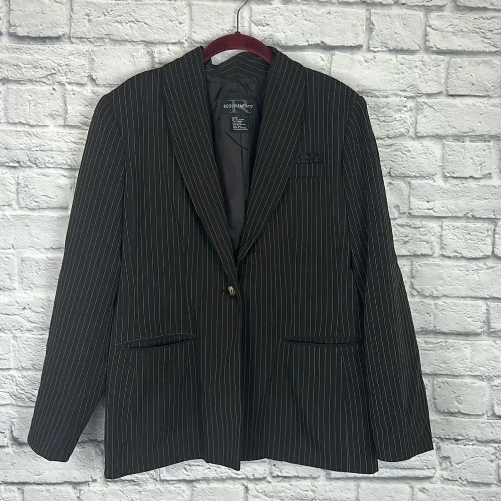 Requirements Dark Brown and White Pinstripe Blazer Size 10